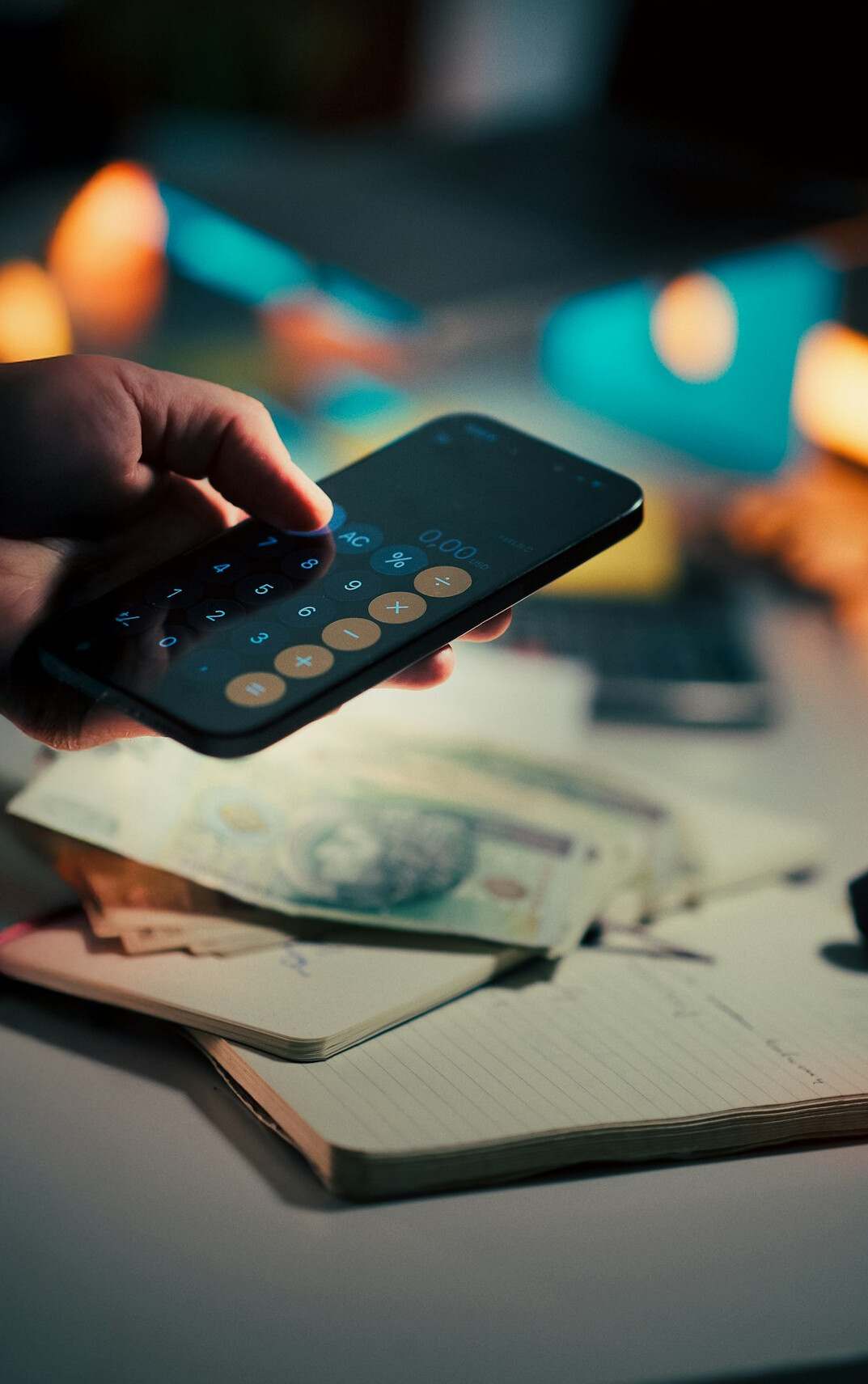 person reviewing finances