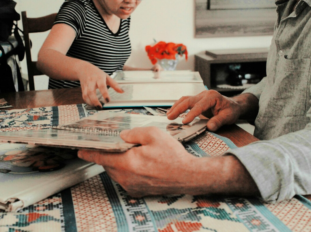 family discussing household budget