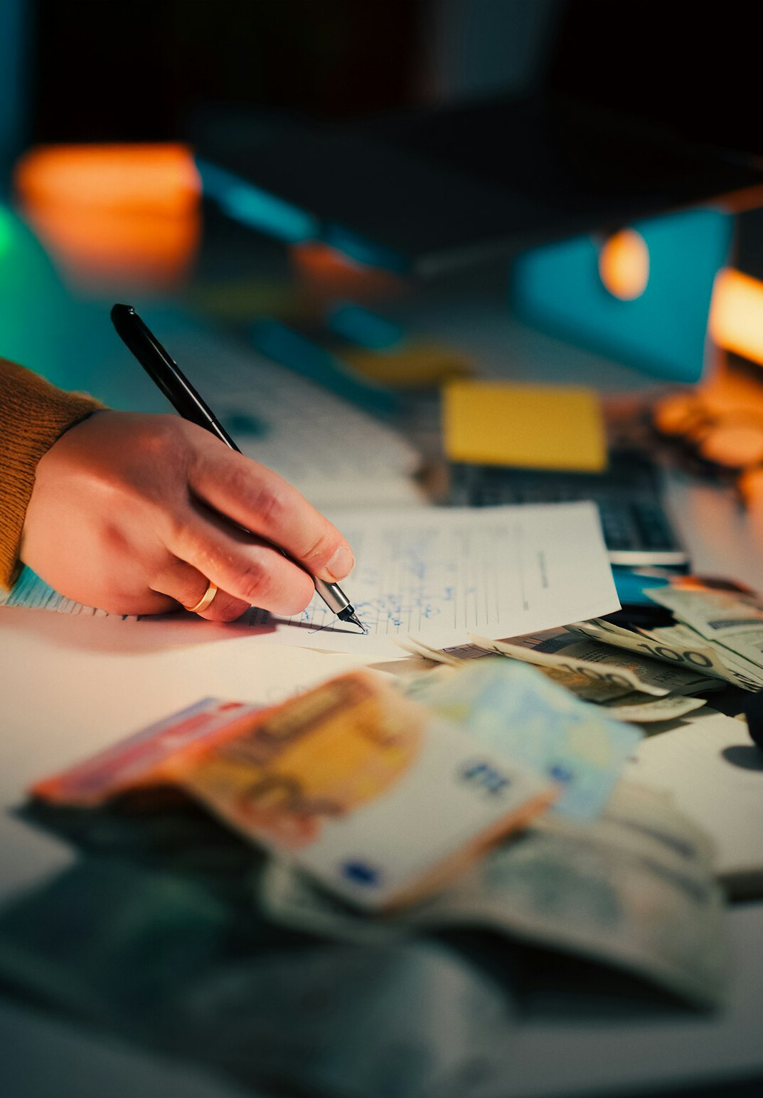 person creating monthly budget